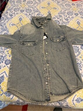 THRT Light Wash Denim Button-Down Jacket